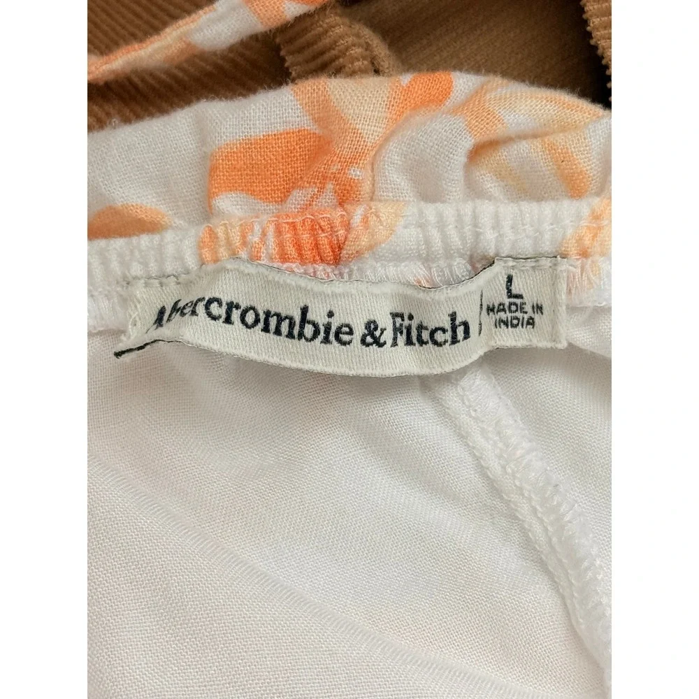 Abercrombie & Fitch Orange Tropical Leaf Tiered Maxi Dress Large Tie Back Cutout